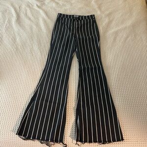 Black and White Stripe Flares by Cello